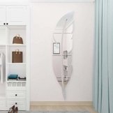 3D Feder Spiegel Wand Dekor Aufkleber Federform Vodelfeder Dekorationen für Wohnzimmer, Schlafzimmer, Badezimmer