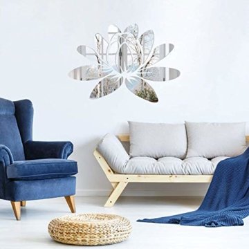3D Lotus Blume Acryl Spiegel Wandaufkleber Aufkleber Wandtattoos für Schlafzimmer Wohnzimmer Badezimmer Deko - 