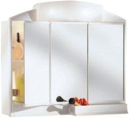 Bad Spiegelschrank mit Licht Beleuchtung 59cm breit weiss