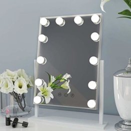 Hollywood Spiegel mit Licht Beleuchteter Kosmetikspiegel LED-Lampen Touch Schminkspiegel Weiß Geschenke für Frauen