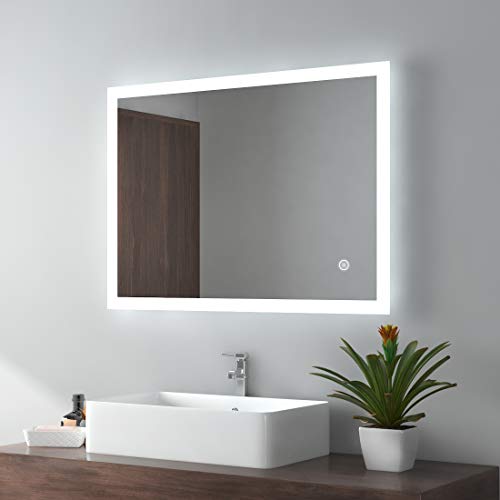 LED Badspiegel 80x60cm Badezimmerspiegel mit Beleuchtung Lichtspiegel Wandspiegel Touch