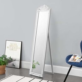 Standspiegel 160x40 cm Ganzkörperspiegel rechteckig Ankleidespiegel kippbar Barock Weiß