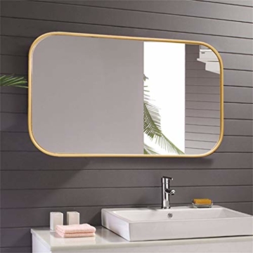 Großer Goldener Designspiegel mit abgerundeten Ecken für Eingang, Flur
