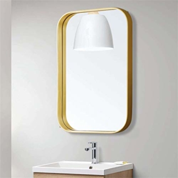 Großer Goldener Designspiegel mit abgerundeten Ecken für Eingang, Flur