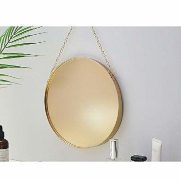 Hängender Spiegel 25 cm runder Badezimmer-Schminkspiegel Messingrahmen mit Kette zum Aufhängen -