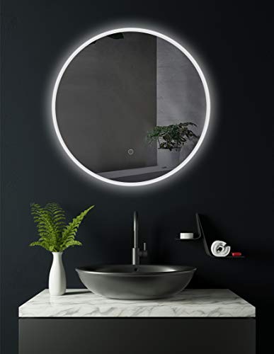 Runder Bad Spiegel LED beleuchtet 60cm Badezimmerspiegel Lichtspiegel Touch Sensor modernes Design