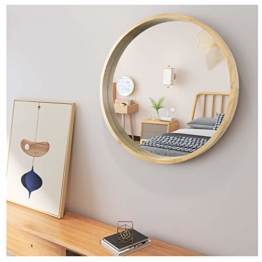 Wandspiegel runder Holz Spiegel Holz 48 cm Ø Seilaufhängung Holzrahmen
