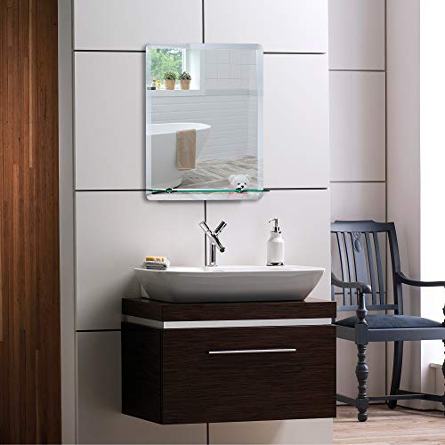 Schöner Spiegel mit Ablage modern – stylish Badspiegel Wandspiegel 50cmx40cm Glasablage - 