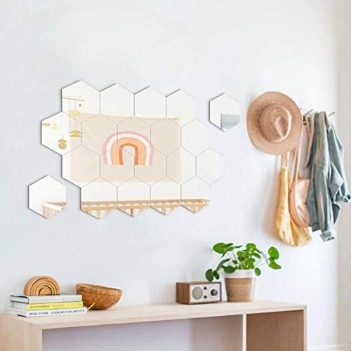 Sechseckiger Spiegel Wandaufkleber Dekorative Spiegel Wand Kunststoff Fliesen für Home Wohnzimmer 