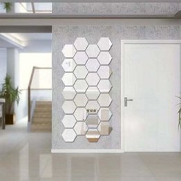 Sechseckiger Spiegel Wandaufkleber Dekorative Spiegel Wand Kunststoff Fliesen für Home Wohnzimmer