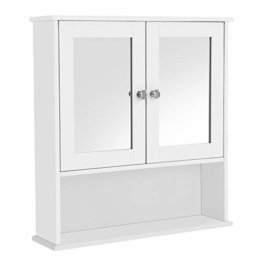 Spiegelschrank Badschrank Hängeschrank Spiegel mit Ablage Schminkschrank aus Holz 56 x 58 weiß