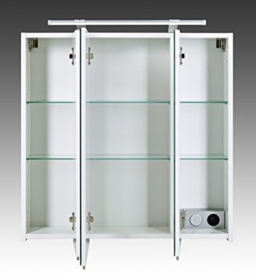 Spiegelschrank mit LED Lampe Badschrank mit viel Stauraum weiß 70 x 16 x 75 cm -