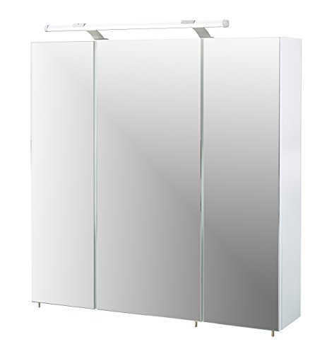 Spiegelschrank mit LED Lampe Badschrank mit viel Stauraum weiß 70 x 16 x 75 cm