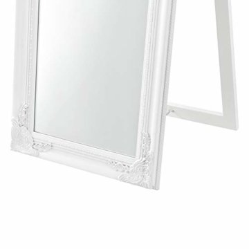 Standspiegel 160×40 cm Ganzkörperspiegel rechteckig Ankleidespiegel kippbar Barock Weiß - 