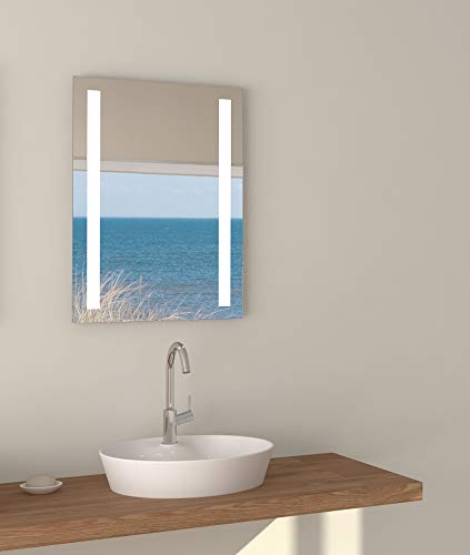 Wandspiegel 50x 70 cm Modernes Design Glas Aluminium Lichtspiegel LED Licht