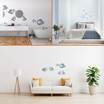 Wandaufkleber Fische & Blasen Spiegel Aufkleber Wandtattoos für Schlafzimmer Wohnzimmer Badezimmer Dekoration -