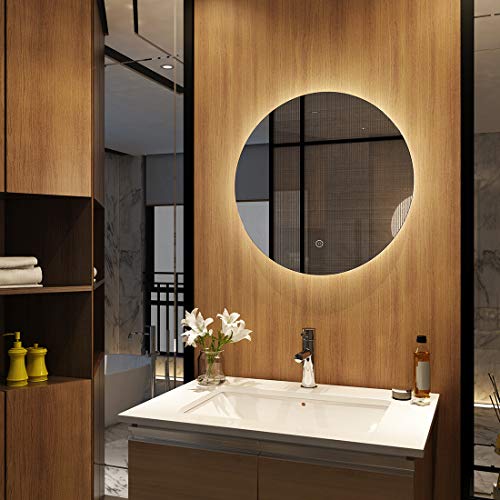 Wandspiegel Badezimmerspiegel LED Badspiegel mit Beleuchtung Spiegel Rund 60cm Dimmbar Lichtspiegel