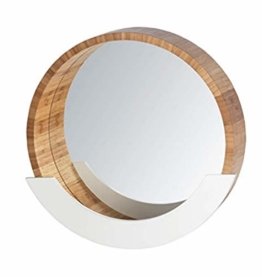 Wandspiegel mit Ablage Kosmetikspiegel Dekospiegel Spiegelfläche ø 35 cm Bambus 39 x 38 x 9.5 cm Natur Braun