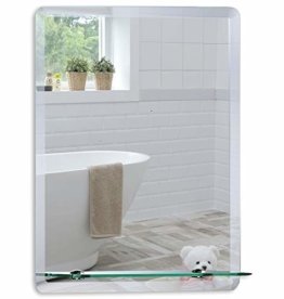 Badezimmer Wandspiegel Badspiegel mit Ablage modernes stilvolles Design in 3 Größen glas, silber