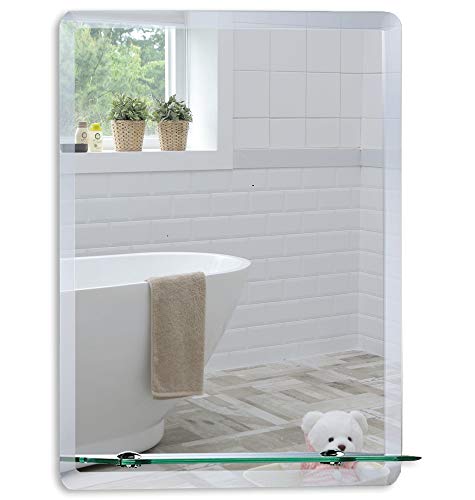 Badezimmer Wandspiegel Badspiegel mit Ablage modernes stilvolles Design in 3 Größen glas, silber