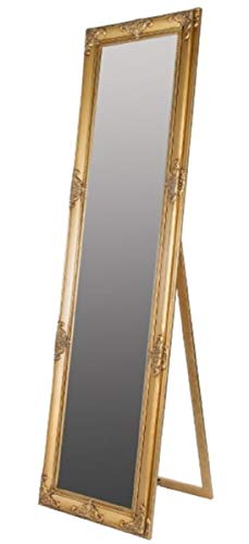 Großer Goldener Barock Standspiegel Handgefertigter Spiegel mit Holzrahmen u. schönen Verzierungen B. 50 x H. 180 cm