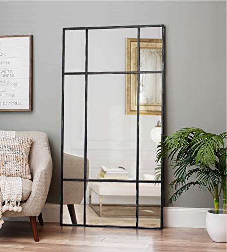 Großer Standspiegel - Ganzkörperspiegel Spiegel Schwarz antik aus Metall H 220* B 110* T 3cm Wandspiegel