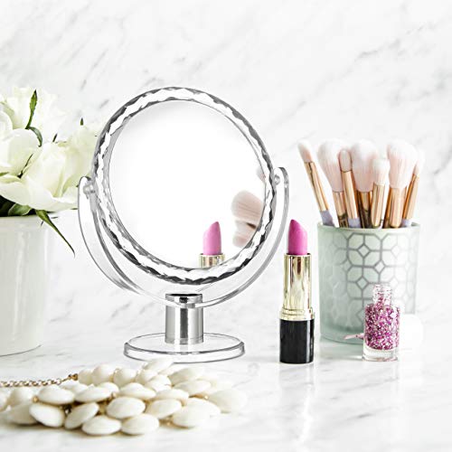 Runder Kosmetikspiegel mit Vergrößerung Schminkspiegel stehend, Make Up Spiegel 23 x 19 x 10 cm
