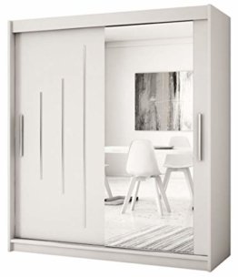 Schwebetürenschrank mit Spiegel Kleiderschrank Schlafzimmer- Wohnzimmerschrank Schiebetüren Modern Design Weiß