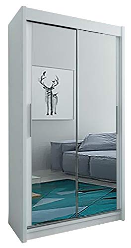 Schwebetürenschrank mit Spiegel Kleiderschrank Schlafzimmer- Wohnzimmerschrank Schiebetüren Modern Design Weiß