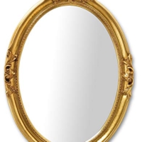 Antiker Blattgold Spiegel Wandspiegel Oval Klassischer Wandspiegel mit Goldrahmen Barock 63×83 cm