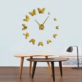 Dekorativer GoldSpiegel Wandspiegel Natur Fliegende Schmetterlinge Modernes Design Luxus DIY Große Wanduhr Uhr