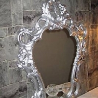 EXKLUSIVER WANDSPIEGEL BAROCKSPIEGEL ANTIK BAROCK REPRO Spiegel Silber 50X76 WANDDEKO