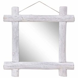 Holzspiegel Flurspiegel Barspiegel Spiegel Dekospiegel Weiß 70x70 cm Recyceltes Massivholz