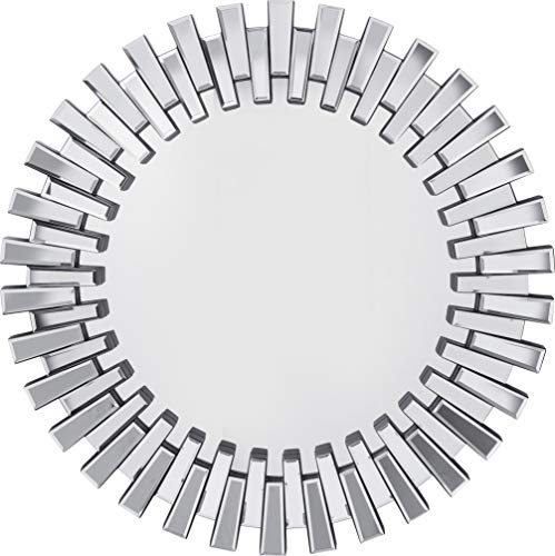 Kare Design Spiegel Ø92cm großer runder XXL Wandspiegel mit Silberrahmen moderner Design Dekospiegel  (H/B/T) 92x92x4,5cm