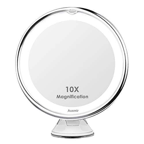 Kosmetikspiegel LED Beleuchtet mit 10x Vergrößerung und Saugnapf Schwenkbar Makeup Spiegel Schminkspiegel für Unterwegs
