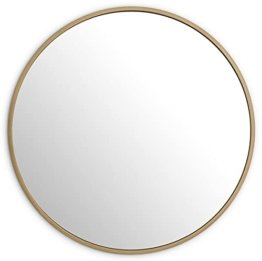 Luxus Spiegel Messingfarben Ø 120 cm Runder Edelstahl Wandspiegel Garderoben Spiegel - Wohnzimmer Spiegel