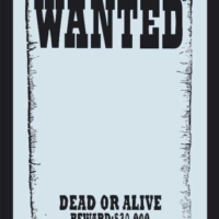 Wanted – Bedruckter Spiegel mit Kunststoff Rahmen in Holzoptik, Kult-Spiegel – Grösse 20×30 cm