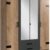 Kleiderschrank mit Spiegel-Türen Planken-Eiche Dekor Graphit-Grau, 180 cm Drehtürenschrank 4-türig mit 2 Schubladen im Industrial Stil