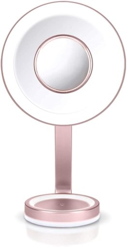 LED Beauty Luxus Makeup Spiegel mit edlem Satin-Finish dimmbarer LED Beleuchtung 10-fach & 5 Lichteinstellungen