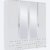 Schrank Drehtürenschrank mit Spiegel 4 Schubladen 4-türig 2 Einlegeböden, 1 Kleiderstange, Weiß, 52 x 168 x 188 cm