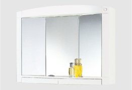 Spiegelschrank Badschrank Badspiegel Schrank 3 Spiegeltüren mit Ablage Licht Schalter Weiß Modern