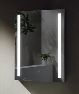 Badspiegel mit seitlicher LED Beleuchtung, Badezimmerspiegel 70x50cm Touch-Schalter