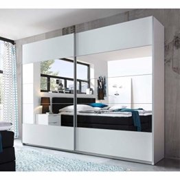 Eleganter Spiegel Kleiderschrank mit viel Stauraum - Vielseitiger Schwebetürenschrank in Weiß & mit großem Spiegel - 270 x 210 x 60 cm (B/H/T)
