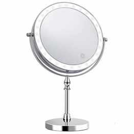 Kosmetikspiegel doppelseitig 360° LED Schminkspiegel mit 1x/10x Fache Vergrößerung Touchscreen Rasierspiegel für Badezimmer