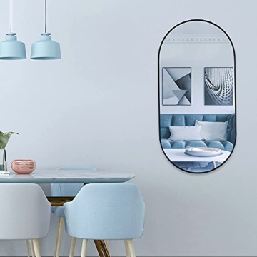 Großer runder Design Spiegel moderner Wandspiegel mit Ablage Schwarz