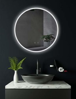 Runder LED Bad Spiegel 60cm mit ANTIBESCHLAG SPIEGELHEIZUNG, LED beleuchtet Badezimmerspiegel rund