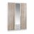 Spiegel Kleiderschrank/ Drehtürenschrank Skate, 3 Türen, 2 Schubladen, 1 Spiegel, (B/H/T) 135 x 197 x 58 cm, Weiß/ Absetzung Eiche Sägerau