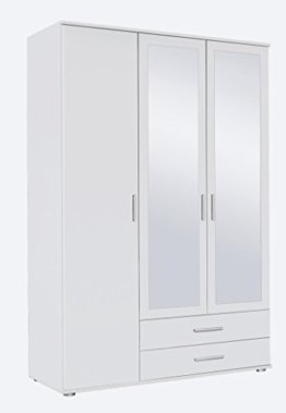 Spiegelschrank Drehtürenschrank mit Spiegeltüren 2 Schubladen, 3-türig 3 Einlegeböden 1 Kleiderstange Weiß 52 x 127 x 188 cm