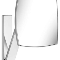 Wand-Kosmetikspiegel mit Schwenkarm und Drehgelenk, 5-facher Vergrößerung, 20x20cm, eckig, chrom, zur Wandmontage, edles Design