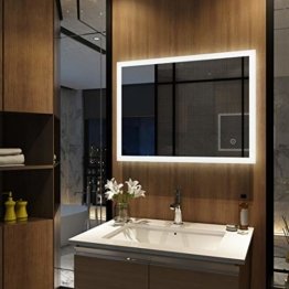 Wandspiegel Badezimmerspiegel LED Badspiegel mit Beleuchtung 80x60cm mit Touch Schalter und Beschlagfrei Lichtspiegel